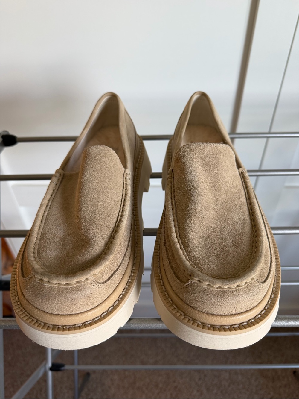 UGG Men Cream Tread Sole Slip-Ons - Off-White Loafers